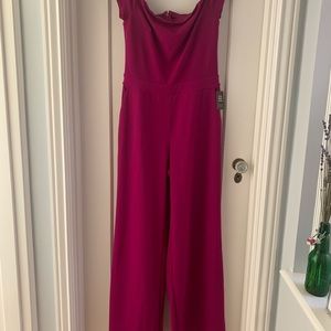 Express jumpsuit, off shoulder magenta. Size M. Never been worn.